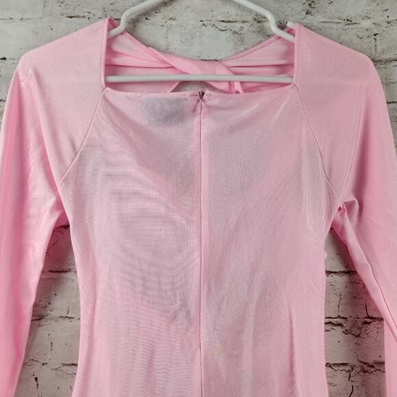 Coperni Cut Out Jersey Dress in Light Pink Small Long Sleeve Barbiecore Mini - Picture 9 of 14